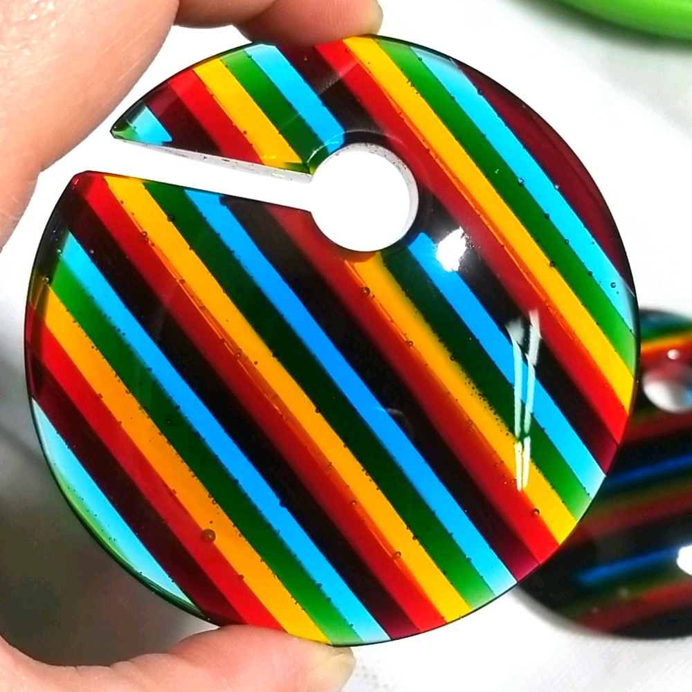 Rainbow Custom Gorilla Glass Ear Weights Pair